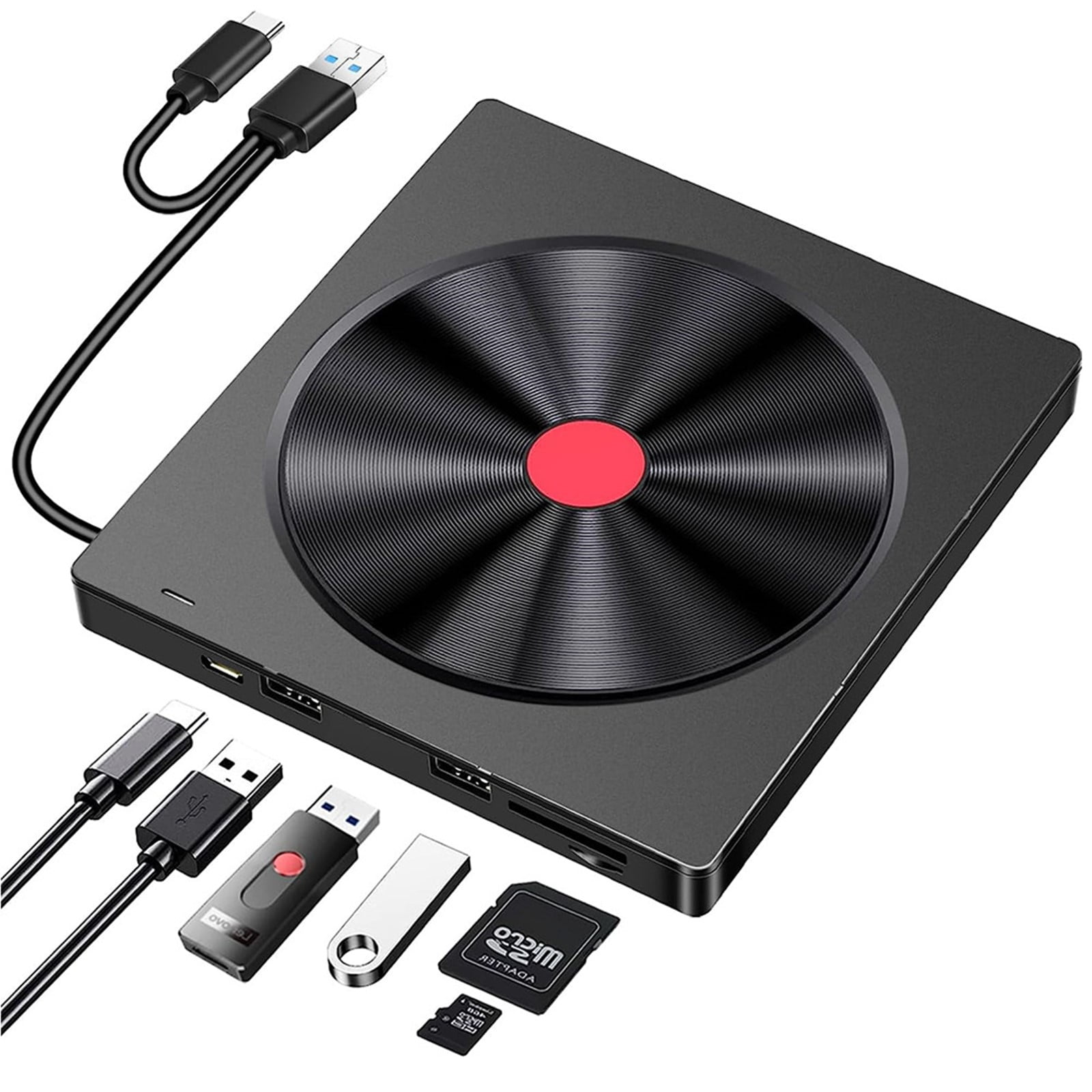Genérico - Unidad Externa De Cd/dvd Para Laptop, Reproductor Dvd Slim 6 En 1 Usb 3.0, Grabadora De Cd Rom, Unidad De Disco Externa, Compatible Con Computadoras De Escritorio