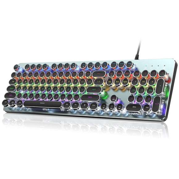 Teclado mecánico RisoPhy RGB con interruptores azules, 104 teclas