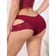 thumbnail image 3 of INSPIRE CHIC Tanga de Encaje Ancho para Mujer Corte en V Seda Helada de Talle Medio T-Back Ropa Interior Sin Costuras L Rojo, 3 of 4