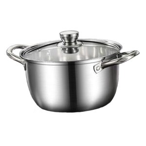 Magideal - Olla De Acero Inoxidable Con Doble Asa Fondo Universal Diseño Profundo Y Antiadherente Adecuada Para Cocinas Domésticas Y Preparación De Comidas Famil Estilo B