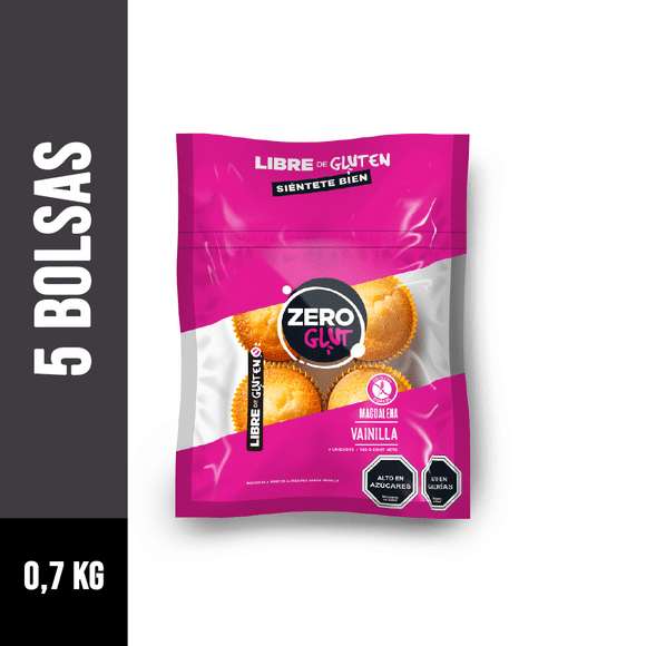 PACK 5X MAGDALENA VAINILLA SIN GLUTEN ZEROGLUT 140G