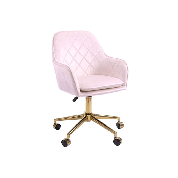 Silla Escritorio Giratoria Lux Base Dorada - Rosa