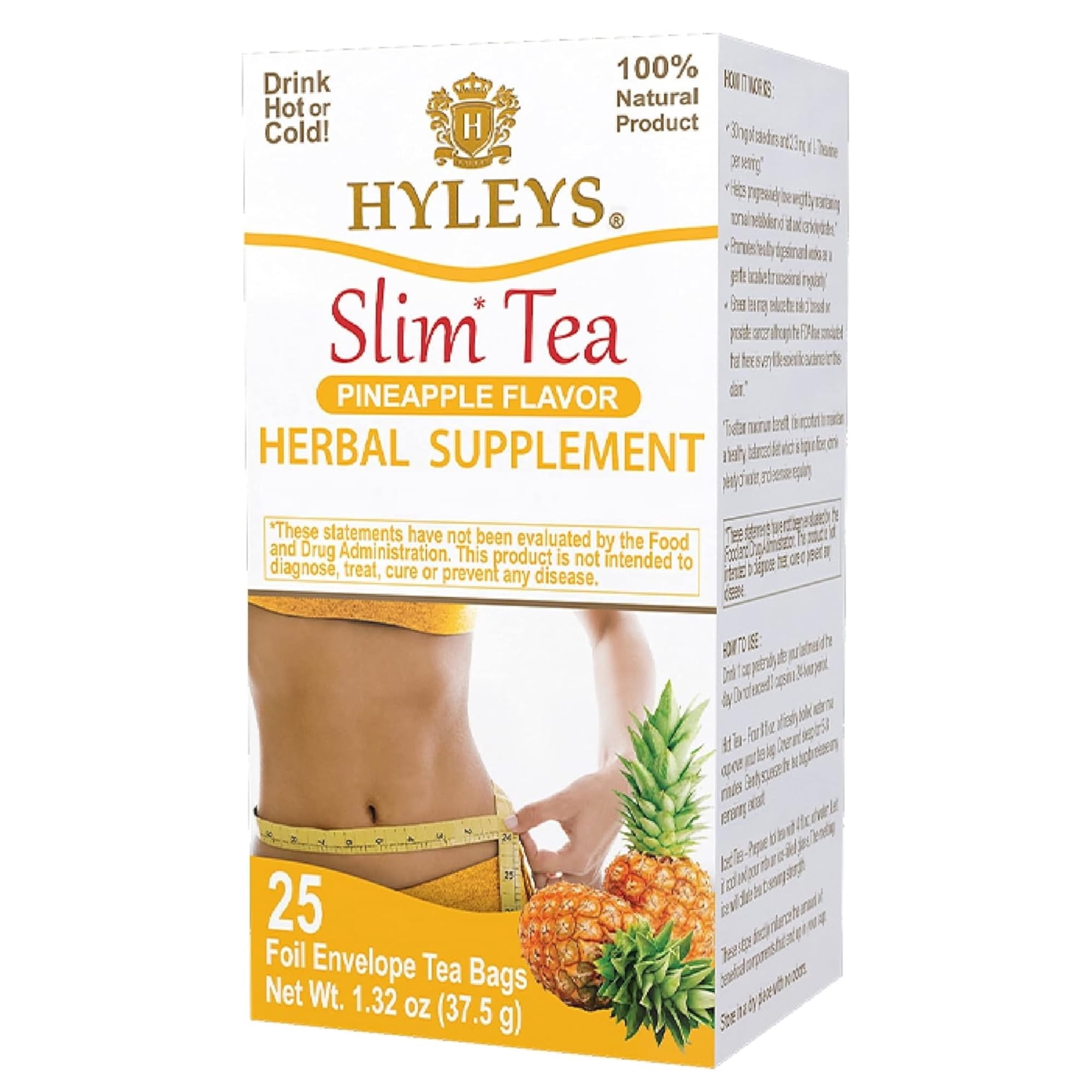 Té Herbal Hyleys Slim Sabor Piña 25 Bolsitas Paquete De 6