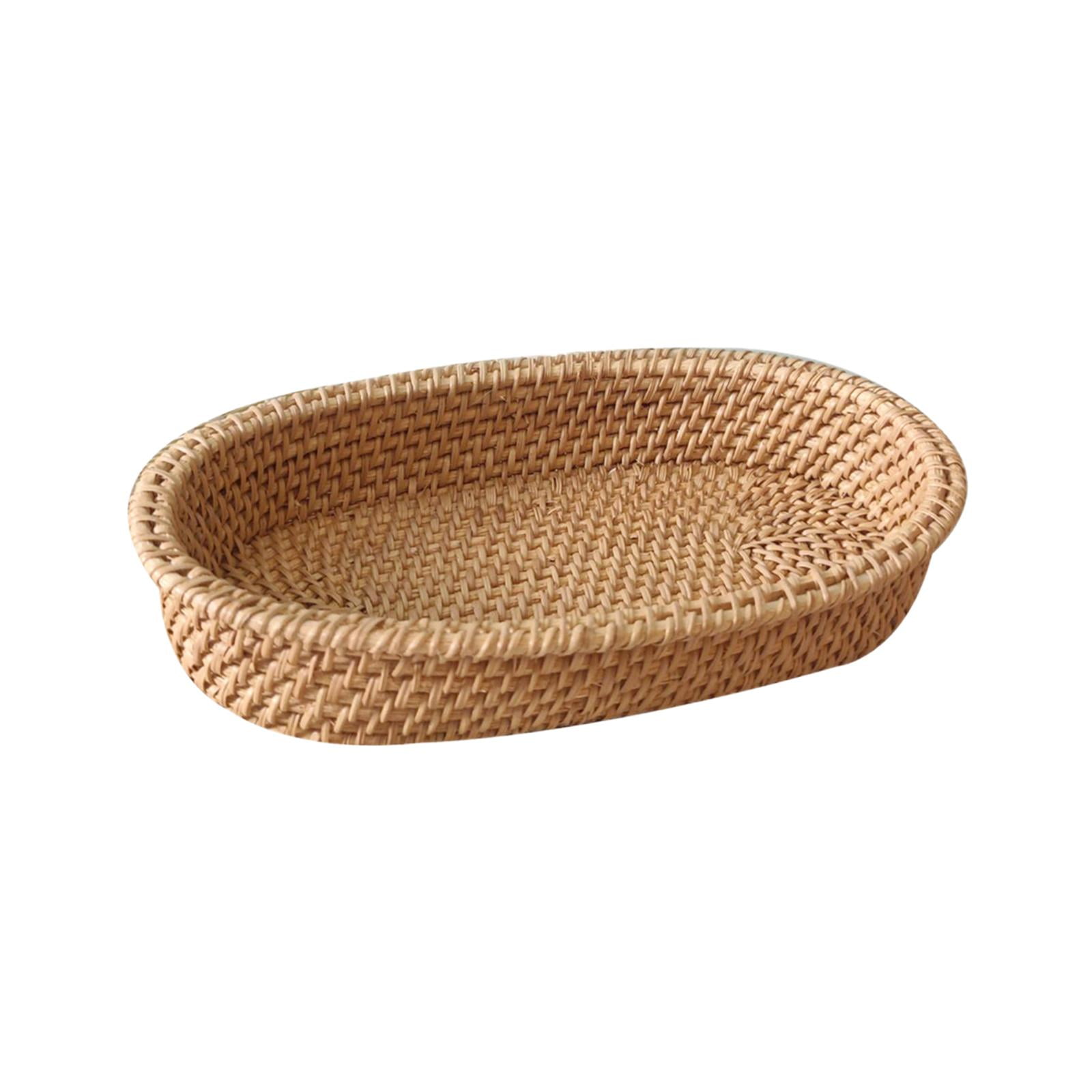 Bothyi - Bandeja De Ratán Para Servir, Cesta De Frutas, Organizador De Alimentos Para Pan, Verduras, Bebida, 24cm X 15cm X 4,5 Cm