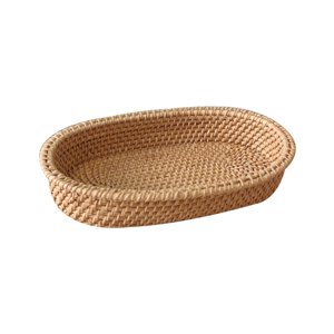 Bothyi - Bandeja De Ratán Para Servir, Cesta De Frutas, Organizador De Alimentos Para Pan, Verduras, Bebida, 24Cm X 15Cm X 4,5 Cm