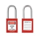 thumbnail image 3 of Candado de seguridad QWORK rojo con etiqueta de bloqueo con 10 candados y 20 llaves, 3 of 8