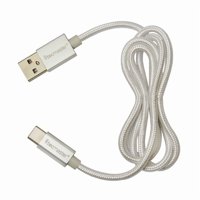 Tecmaster - Cable Tipo Usb A Tipo C 1 Metros Textil Reforzado 3A Silver