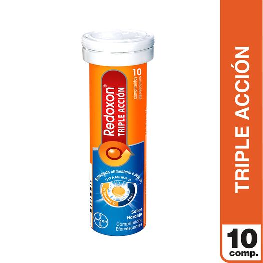 Bayer - Vitamina C + D + Zinc Redoxon Triple Acción 10 Comp Naranja
