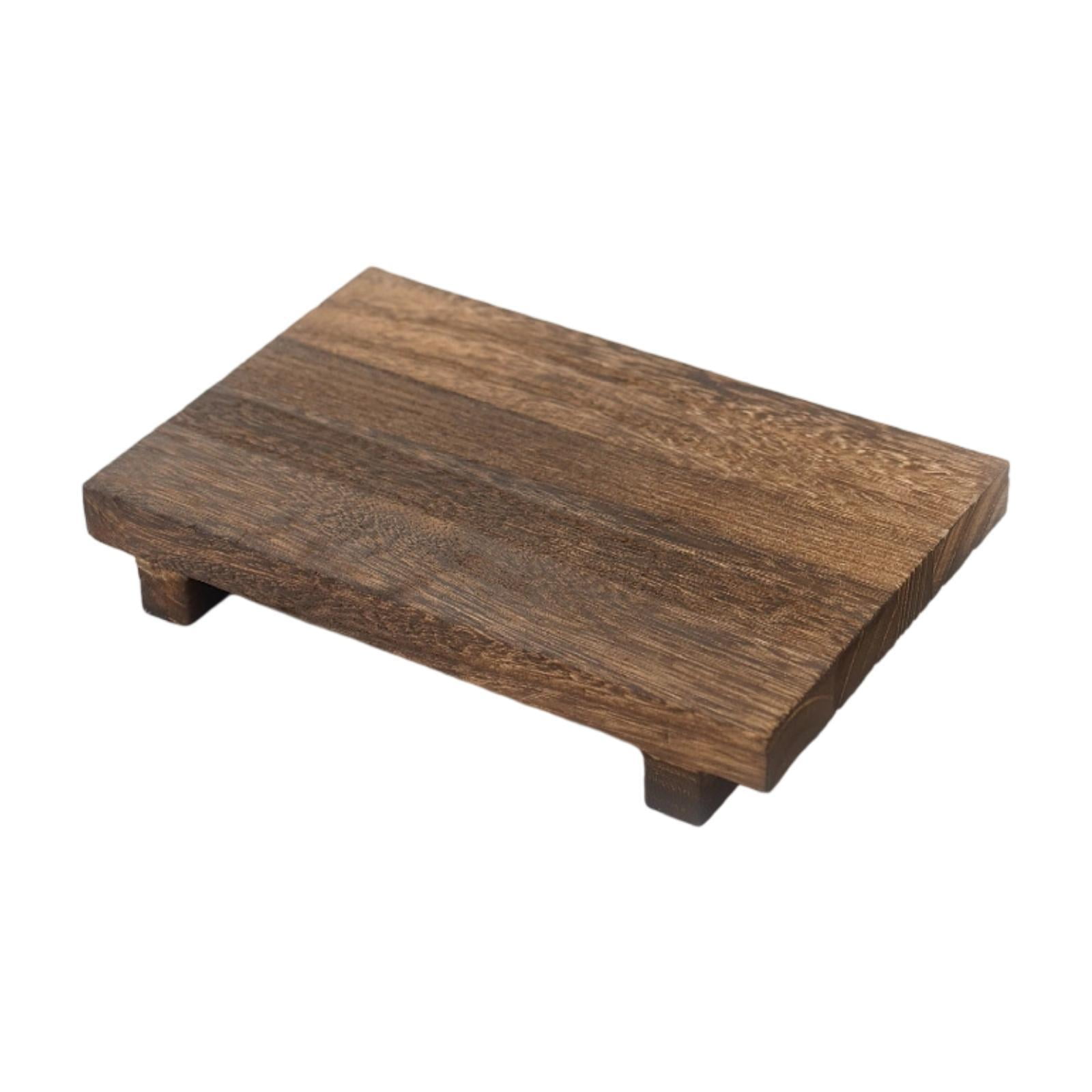 Magideal - Bandeja De Pedestal De Madera Para Baño, Decoración De Almacenamiento, Bandeja Rectangular Para Joyas, Bandeja De Madera De Exhibición Rústica, Materi L