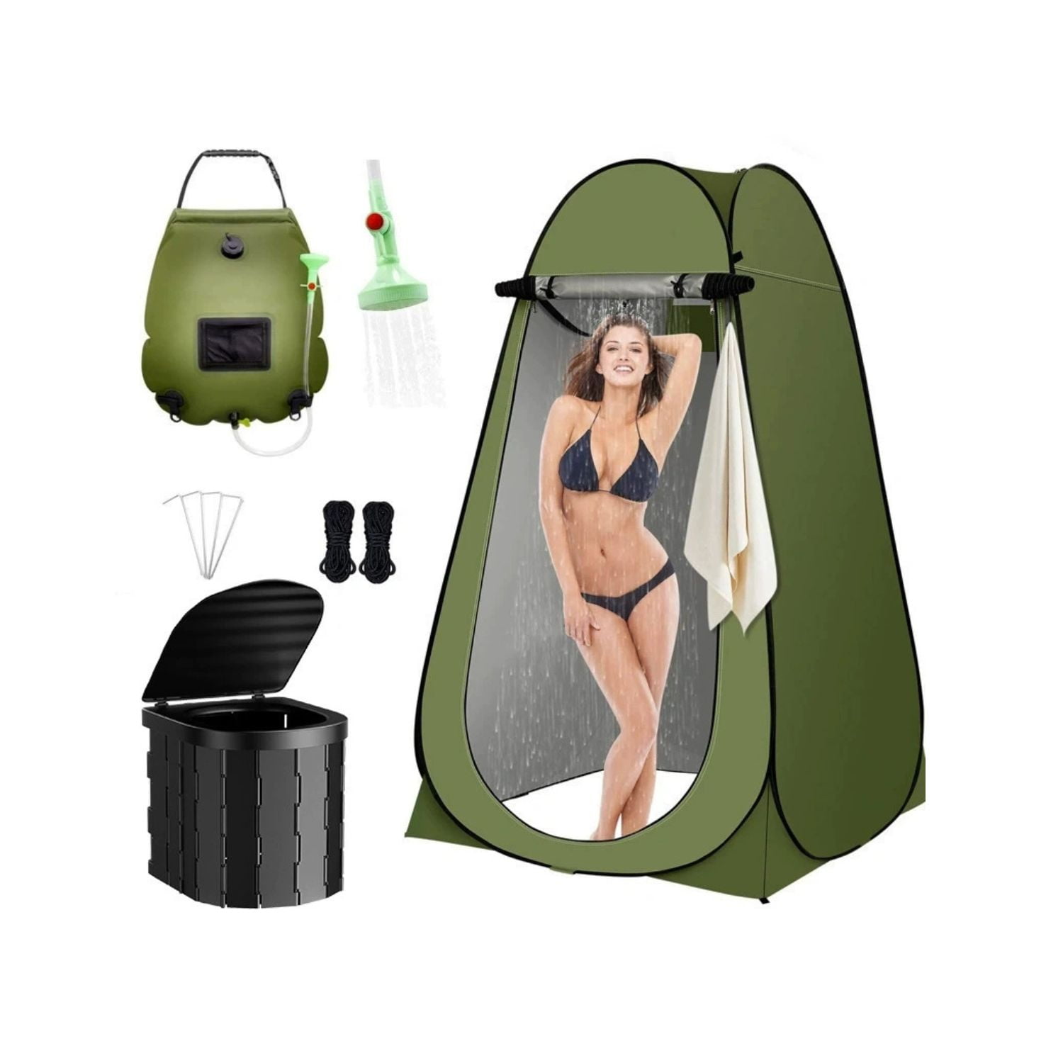 Babyluna - Set Esencial 3 En 1 Para Camping - Baño, Cambiador, Ducha Verde