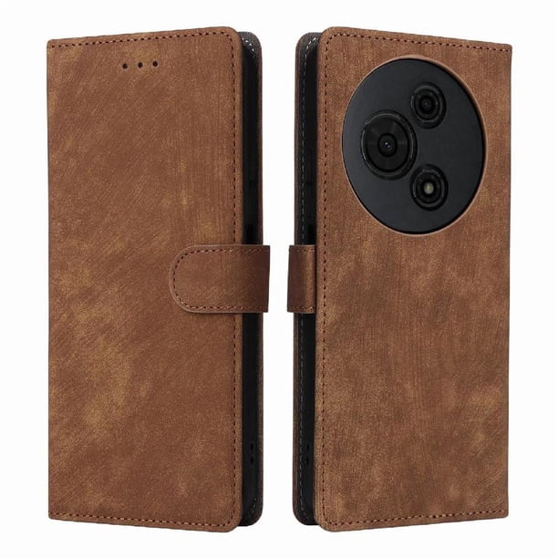 Funda Billetera para TCL 605 con Soporte - Cartera de Cuero con Ranuras Marrón