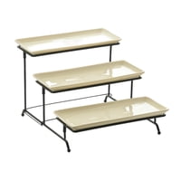 Magideal - Juego De Bandejas De Servicio De 3 Niveles Juego De Exhibición De Mesa Soporte De Exhibición Bandeja De Aperitivos Multipropósito Servidor De Postres Plato Blanco