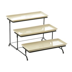 Magideal - Juego De Bandejas De Servicio De 3 Niveles Juego De Exhibición De Mesa Soporte De Exhibición Bandeja De Aperitivos Multipropósito Servidor De Postres Plato Blanco