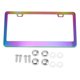 thumbnail image 1 of Marco de placa de matrícula de acero inoxidable para automóvil con tornillos, tapas, 2 agujeros, color variado, agujero cuadrado, marco ancho, 1 of 7