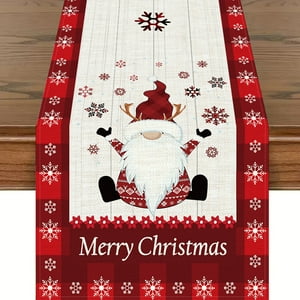 Veat00L - Mantel De Mesa De Navidad, Versión De Dibujos Animados De Papá Noel, Decoración De Mesa De Vacaciones De Invierno, Duradero, Ambiente Festivo Añadido, Fácil De Limpiar, 33X93Cm