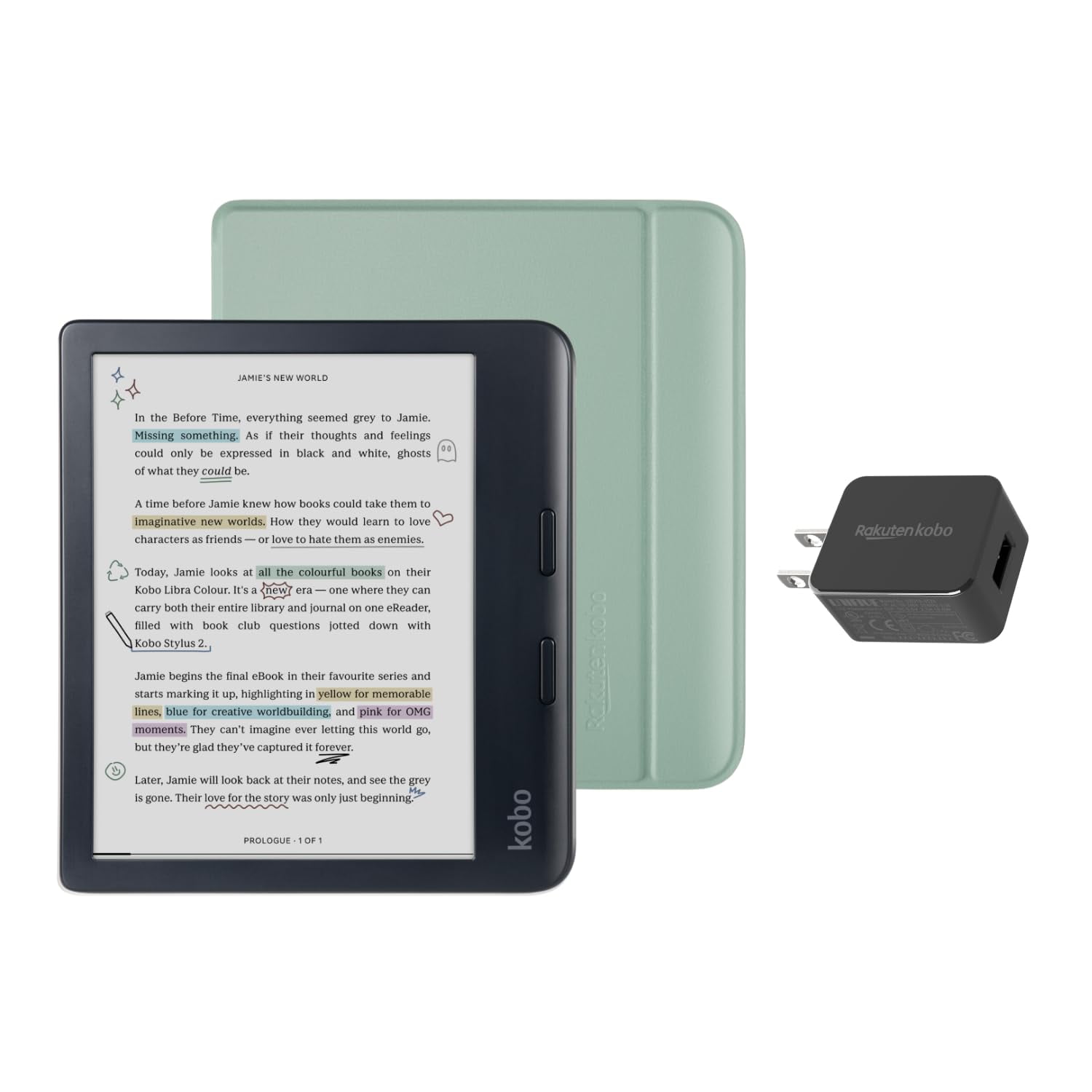 Paquete De Ereader Kobo Libra De Color Negro Con Funda De 32 Gb Resistente Al Agua