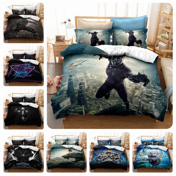 Marvel Hero Black Panther Printed Pillowcase Cover 3-Piece Comfortable Polyester Bedding Set For Boys Children Adults Bed Sheets