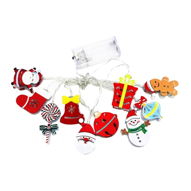 Luz navideña de 5,4 pies, 10 LED, luces interiores cálidas, decoraciones de Papá Noel, luces de muñeco de nieve para vacaciones festivas de Navidad Estilo B
