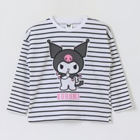 Polera Manga Larga Niña Rayas Kuromi Blanco Hello Kitty