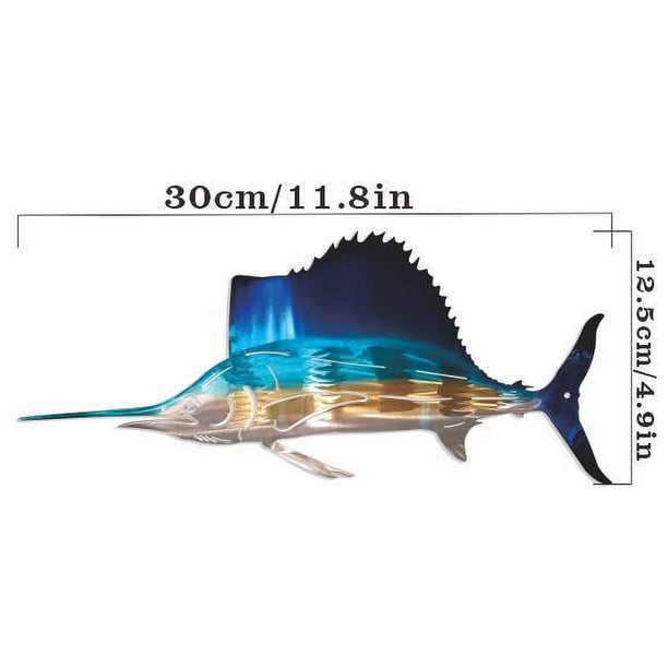 1pc Metal Fish Wall Decorative, Wall Art Tropical Fish Sculpture,Sailfish Metal Wrought Iron Silhouette Crafts Interior Wall Home Decor,Christmas Gift
