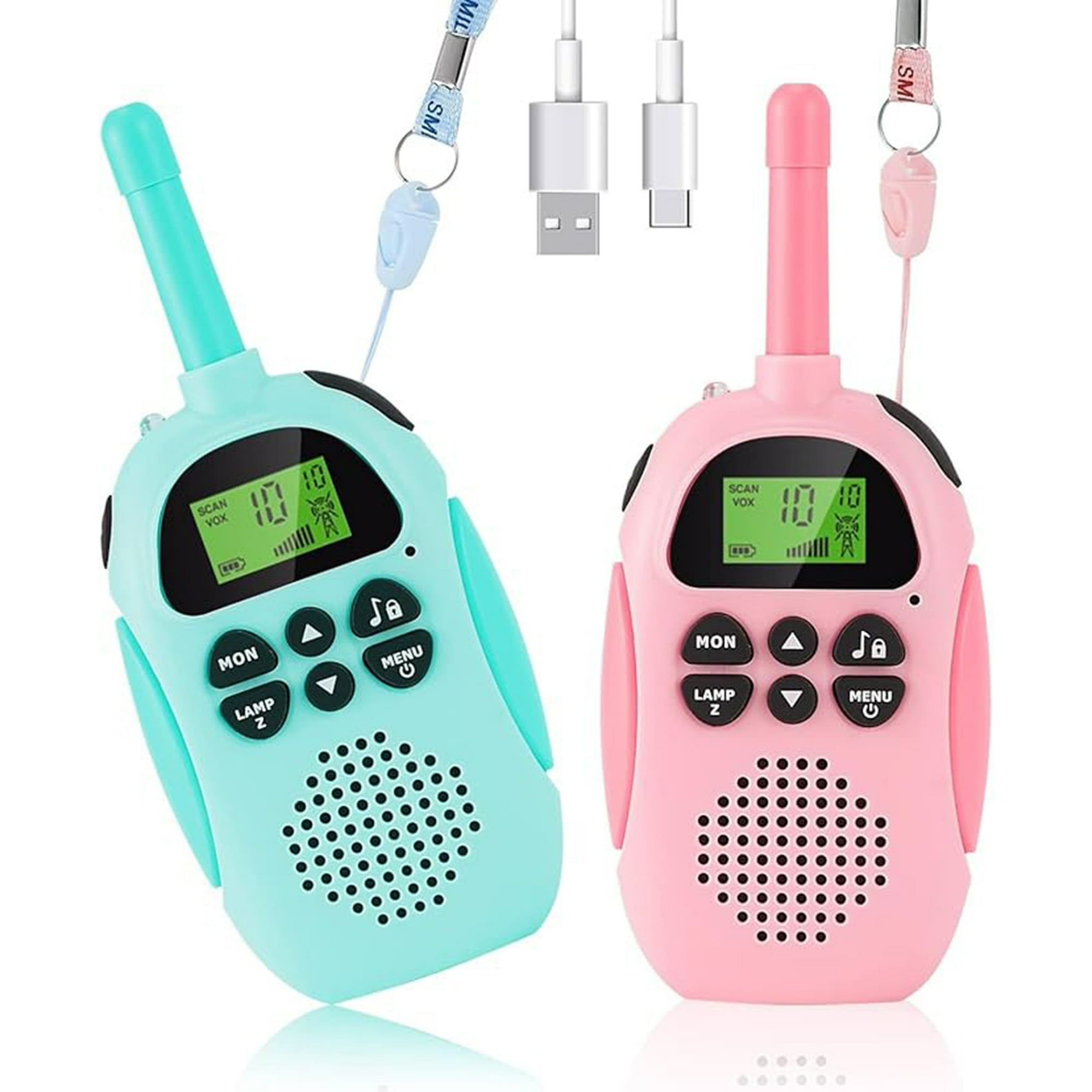 Veatool - Walkie - Talkie Para Niños, 2 Walkie - Talkies, 600 Mah De Batería, Con Linterna, 3 Kilómetros De Llamadas De Larga Distancia, Regalos De 3 A 12 Años Para Exteriores, Senderismo, Camping