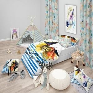 Milsleep - Designart 'Tigre Pirata Con Sombrero El Mar Me Llama' Juego De Cama Infantil Moderno -