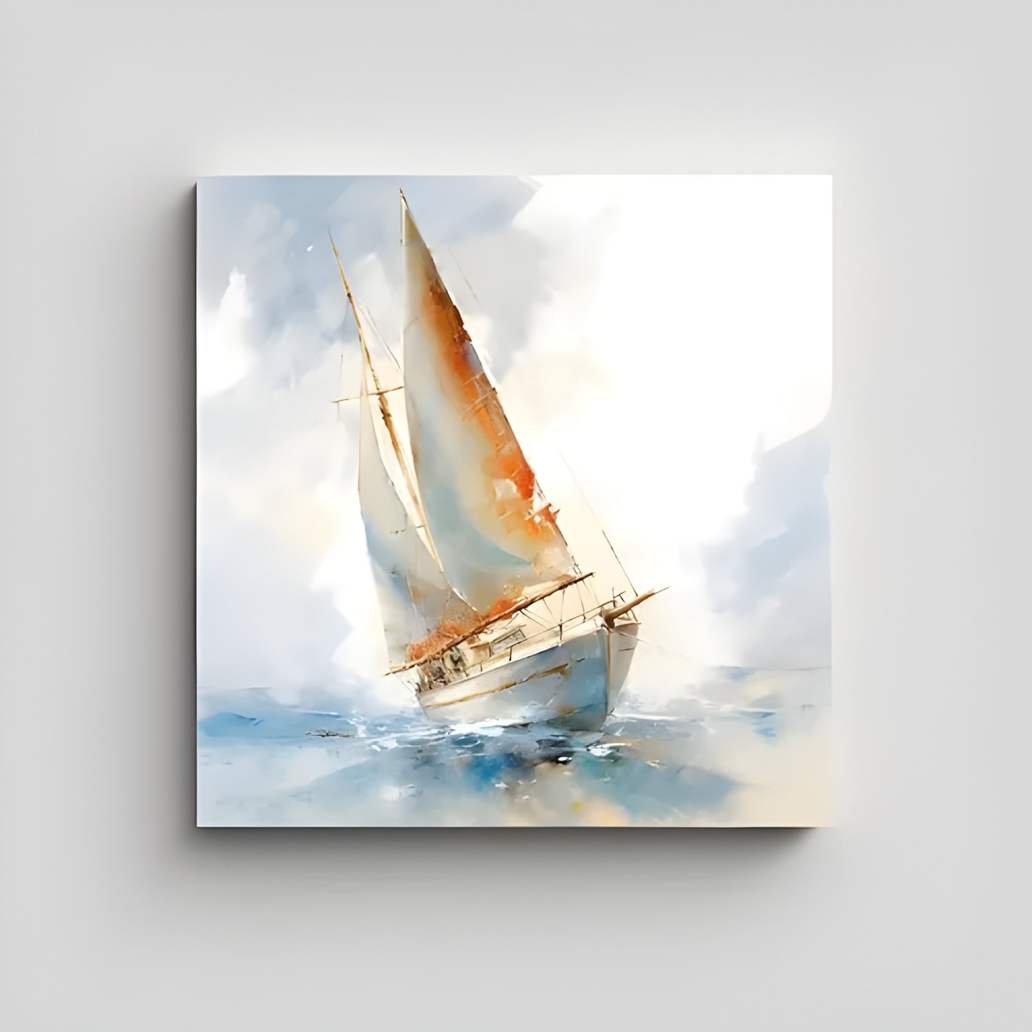 Genérico - Cuadro Barco Vela Blanco 20x20 Cm