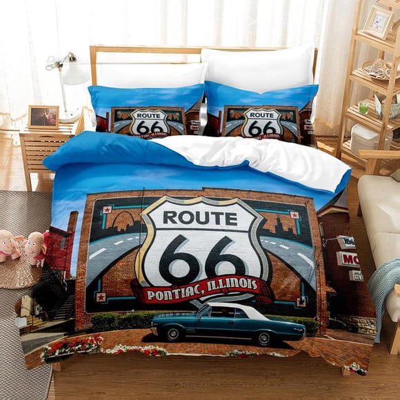 Route 66 Bedding Set Single Twin Full Size Bed Set Adult Kid Bedroom Duvet cover Sets Fashion bed sheet set Bed Sheets
