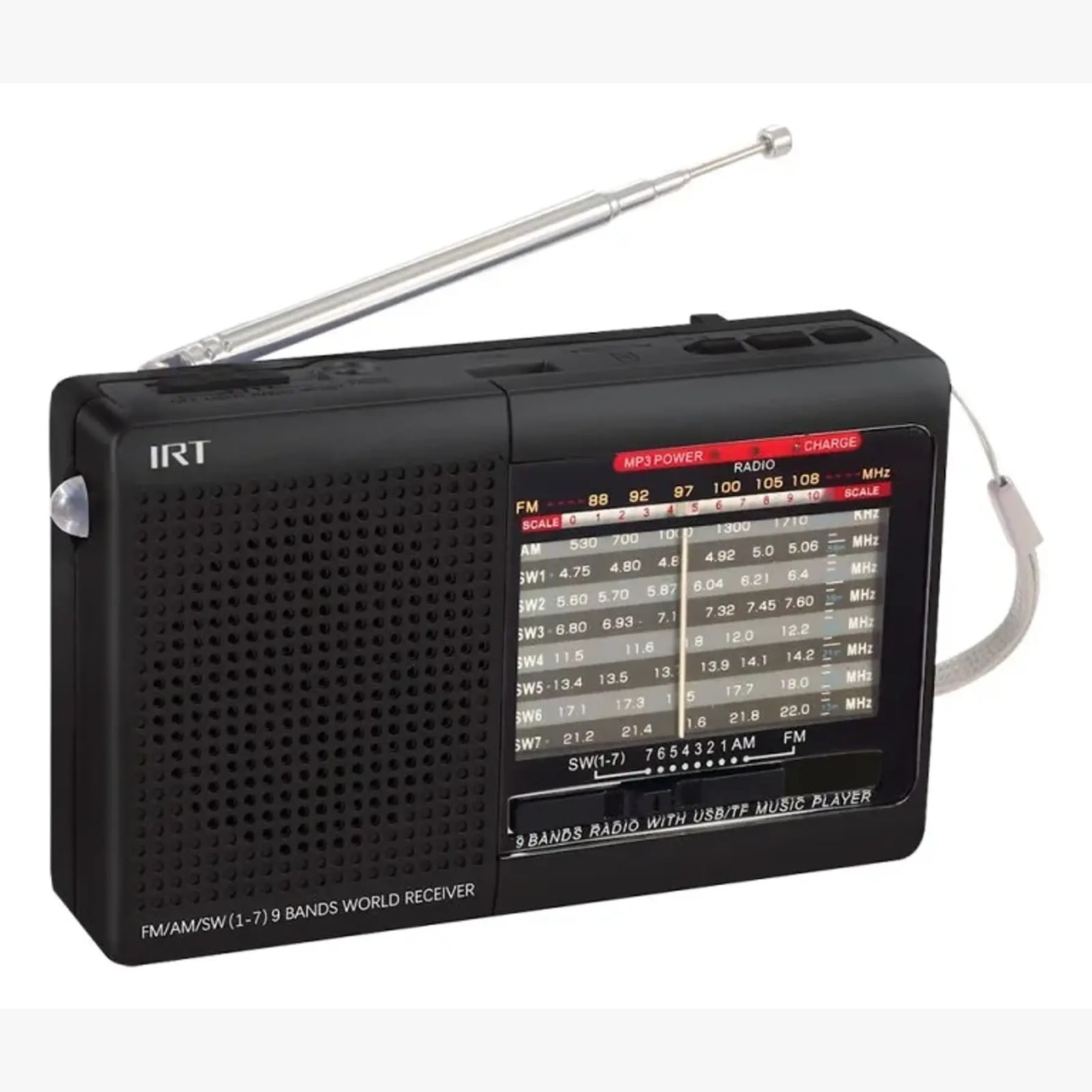 Radio Portatil Irt Am/fm/sw/usb/msd 9 Bandas