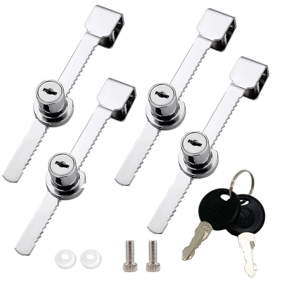 Cerradura De Trinquete Para Puerta Corrediza De Vidrio Cromada Paquete De 4
