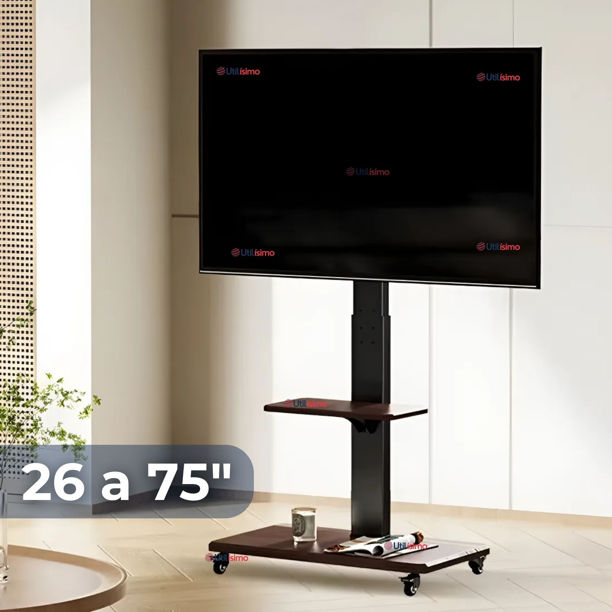 Line - Soporte Tv 26 A 75 Pulgadas 45kg Soporte Premium Portátil Con Ruedas