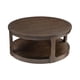 thumbnail image 1 of 40inch Large Curved 2 Tier Traditional Round Circle Wooden Center Coffee Table,Mid Century Rounded Table with Wheels ,Rustic Style Table for living Room,Office,Apartment,Brown, 1 of 3