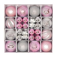 Bothyi - Juego De 44 Piezas De Adornos De Bolas Navideñas Diy Para Aniversario, Oficina, Restaurante, Color Rosa Y Plateado