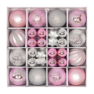Bothyi - Juego De 44 Piezas De Adornos De Bolas Navideñas Diy Para Aniversario, Oficina, Restaurante, Color Rosa Y Plateado