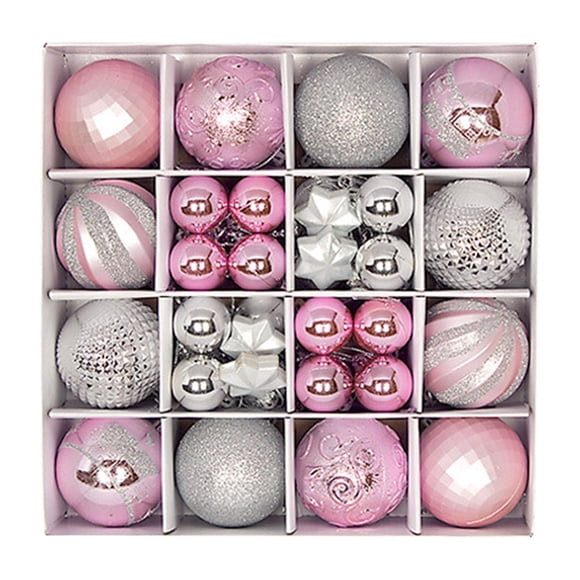 Juego De 44 Piezas De Adornos De Bolas Navideñas DIY Para Aniversario, Oficina, Restaurante, Color Rosa Y Plateado