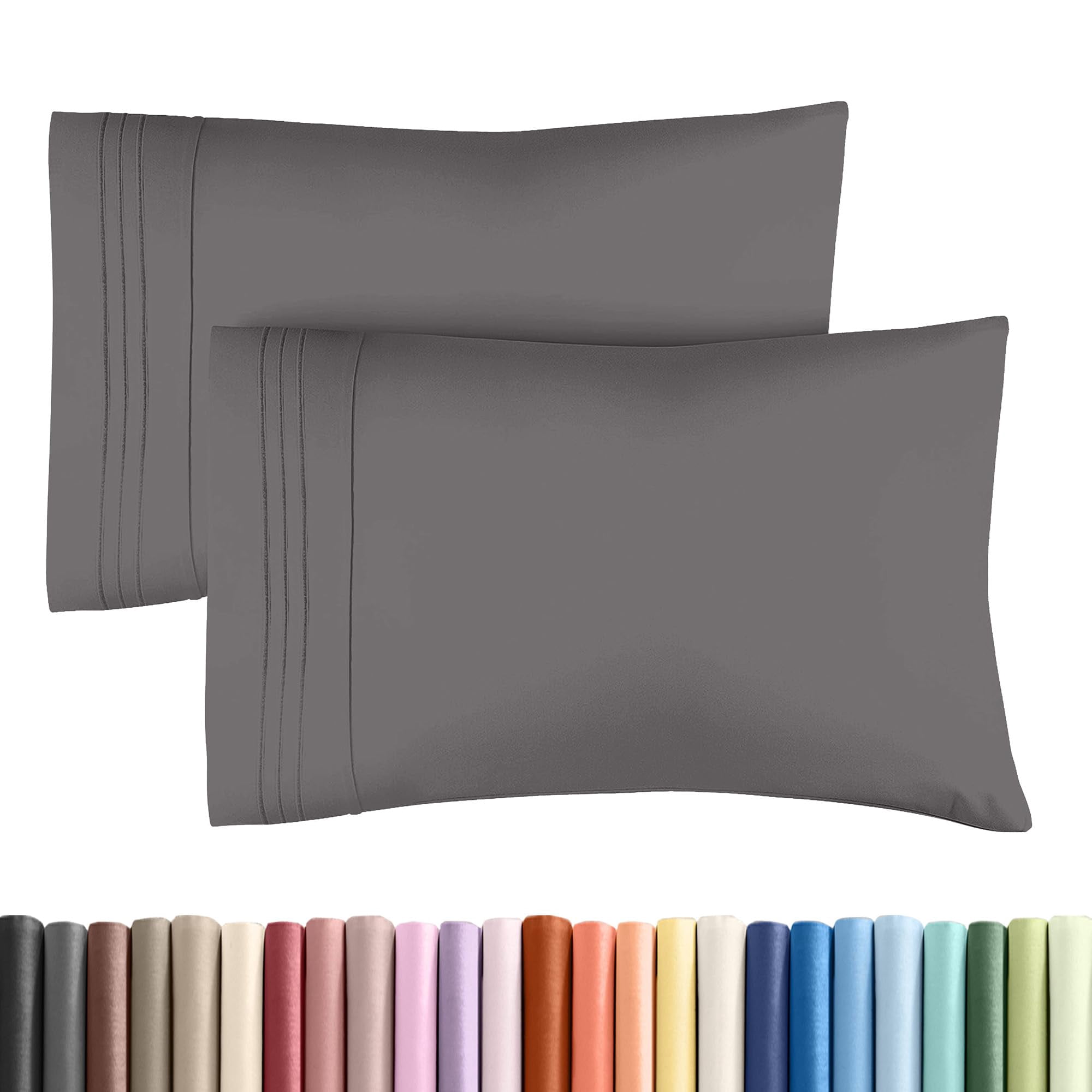 Juego De 2 Fundas De Almohada King Cgk Unlimited, Ultrasuaves, Color Gris Oscuro