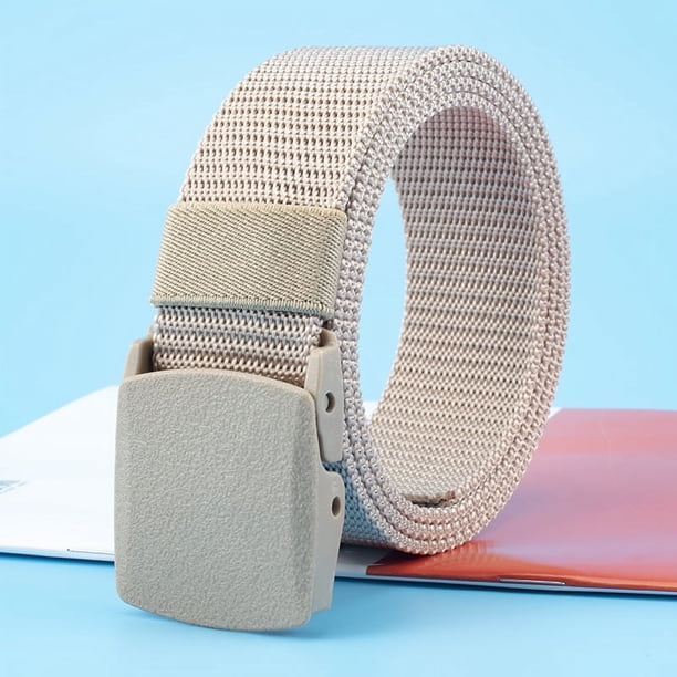 Men's Nylon Canvas Belt Plastic Buckle Metal-Free Military Tactical Waist Belt Outdoor Hiking Web Webbing Belt