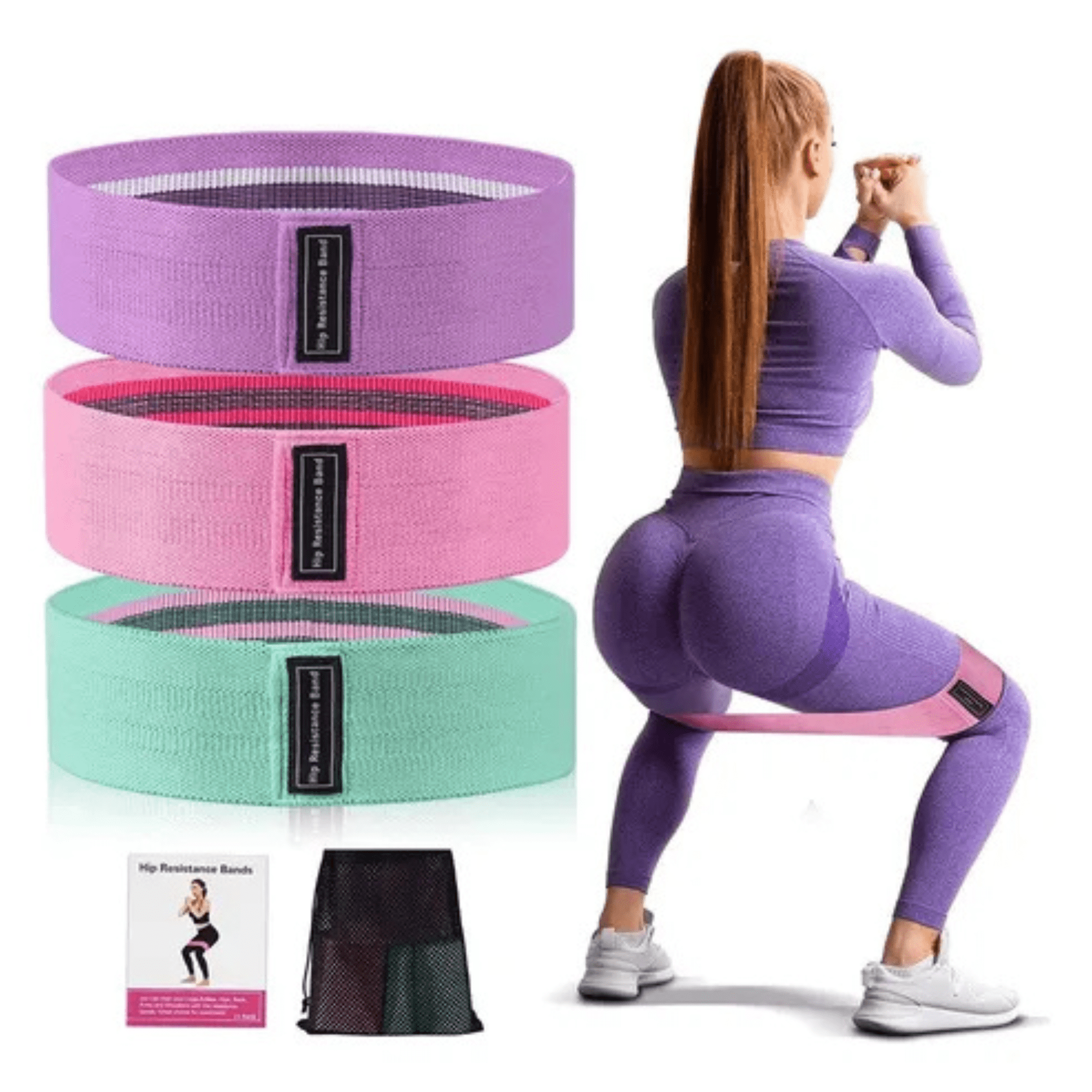 Linea Sport - Set De Bandas Elásticas De Tela Con 3 Niveles De Resistencia