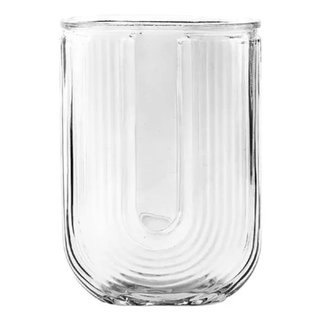 Genérico - Florero Jarrón Decorativo Vidrio Líneas Rectangular 18 Cm