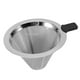 thumbnail image 2 of Embudo de goteo de café en forma de cono de malla de acero inoxidable, filtro colador de té con agarre de silicona, 2 of 8