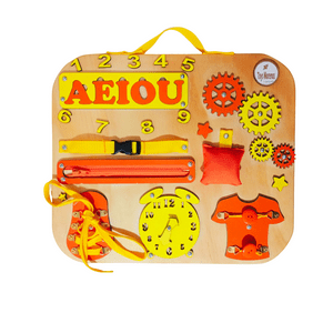 Genérico - Panel Sensorial Montessori 10 Actividades Tamaño L Naranjo