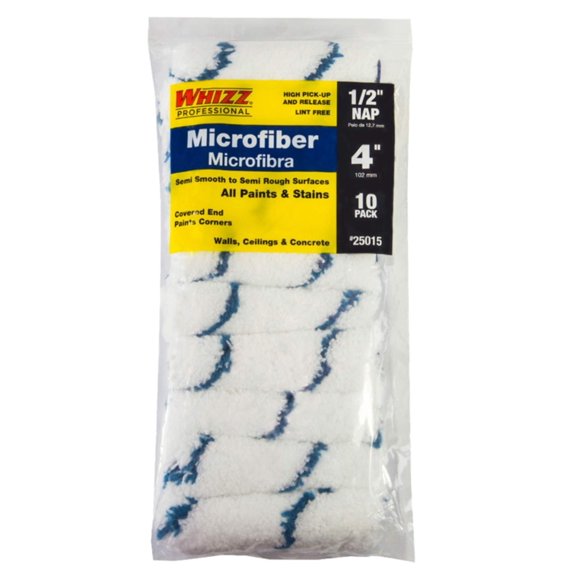 Roller Cover WHIZZ de microfibra de 4 x 1,3 cm, paquete de 10