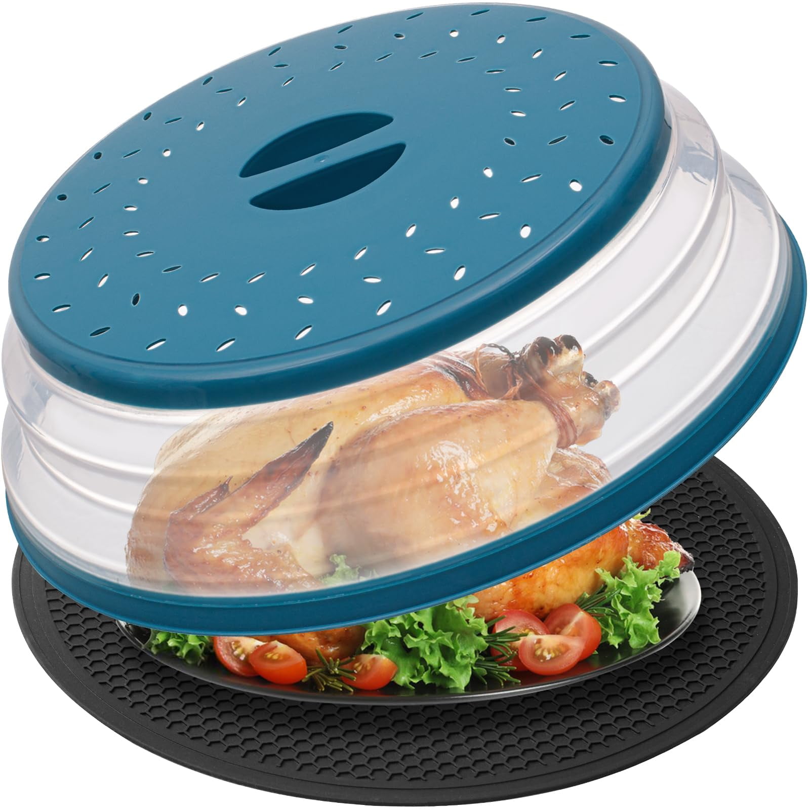 Funda Antisalpicaduras Para Microondas Y Alfombrilla De Silicona Wenwell De 30 Cm