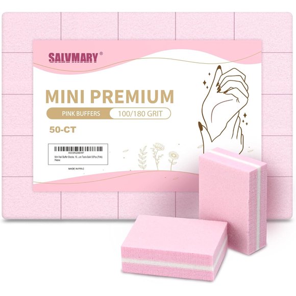 SALVMARY Mini Nail Buffer Blocks Files 100/180 Grit Pink 50
