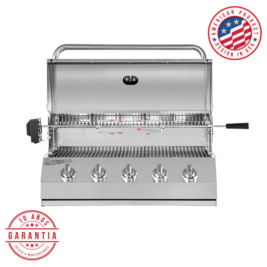 Kinggrill - Parrilla A Gas Empotrada 5 Quemadores + Spiedo Con Motor