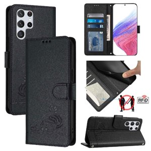 Funda Tipo Cartera Foxdock Para Samsung Galaxy S22 Ultra Con Soporte, Ranuras, Rfid, Diseño De Gato