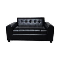 Diseños Valestrini - Sofa Dos Cuerpos Brazo Redondo Ecocuero Negro