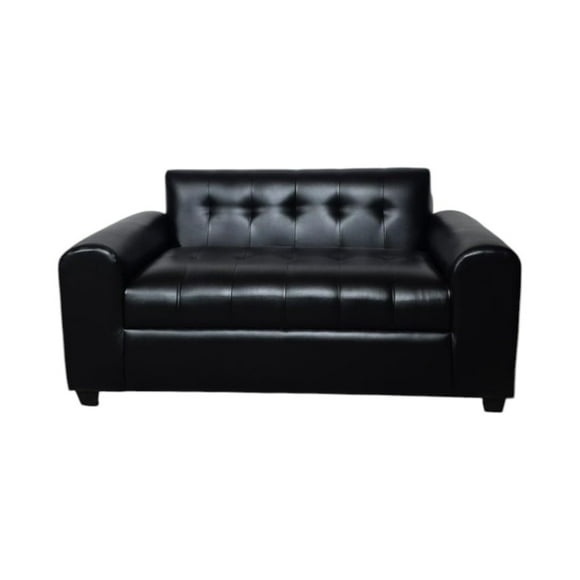 Sofa Dos Cuerpos Brazo Redondo Ecocuero Negro