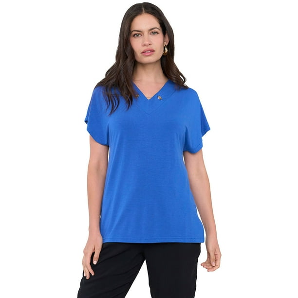 Polera Mujer Escote Azul Corona