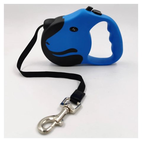 Total Click - Cuerda Retractil 5M Flexible Paseo De Perros Mascotas Azul